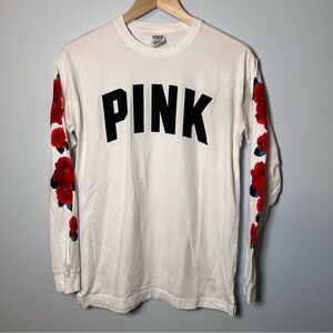PINK by Victoria’s Secret Graphic Roses Shirt Women’s XS White Long Sleeve